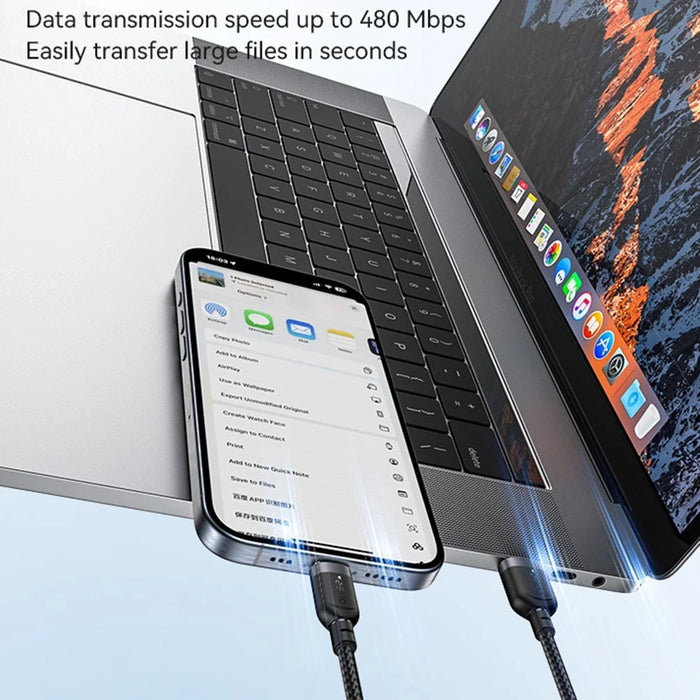 YESIDO CA132C 1.2m USB A to Type C Braided Wire 3A Fast Charging 480Mbps Data Cable - 4