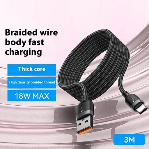 YESIDO CA134C 3m USB A to Type C Braided Wire 3A Fast Charging 480Mbps Data Cable - 2