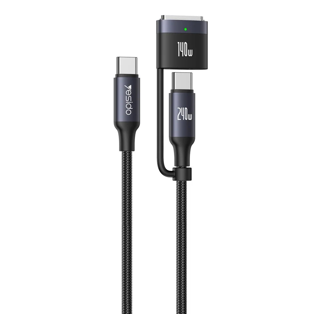 YESIDO CA197 USB C to USB C / Magnetic Head 2 in 1 240W Fast Charging Cable for MacBook - 1