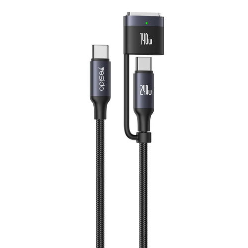 YESIDO CA197 USB C to USB C / Magnetic Head 2 in 1 240W Fast Charging Cable for MacBook - 1