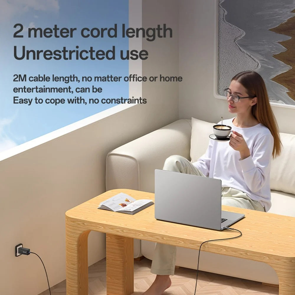 YESIDO CA197 USB C to USB C / Magnetic Head 2 in 1 240W Fast Charging Cable for MacBook - 4