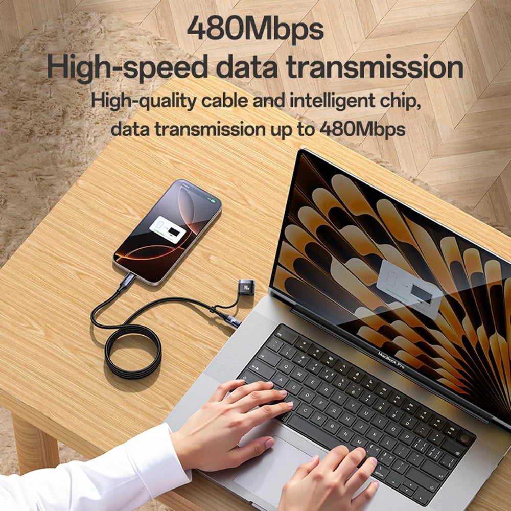 YESIDO CA197 USB C to USB C / Magnetic Head 2 in 1 240W Fast Charging Cable for MacBook - 5