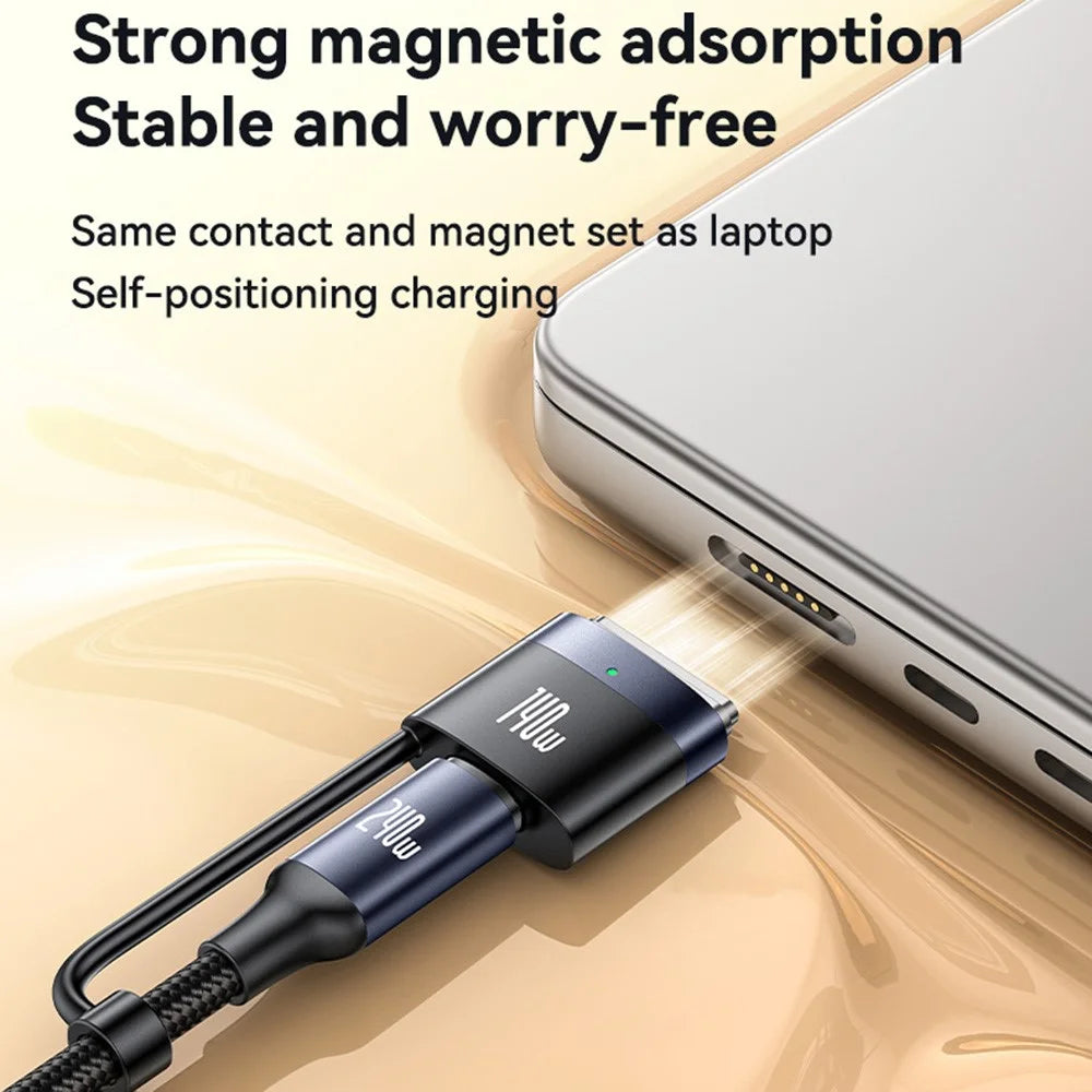 YESIDO CA197 USB C to USB C / Magnetic Head 2 in 1 240W Fast Charging Cable for MacBook - 7