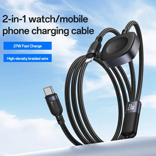 YESIDO CA136L 27W Fast Charging Type C to iP  /  for Apple Watch Wireless Charging Dock 2 in 1 Charging Cable - 2