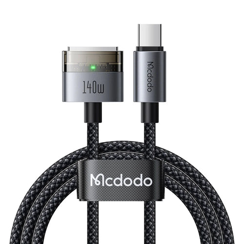 MCDODO CA-207 2m 140W USB C to Compatible with MagSafe 3 Cable with Indicator Light Nylon Braided Charging Cord - Black - 1