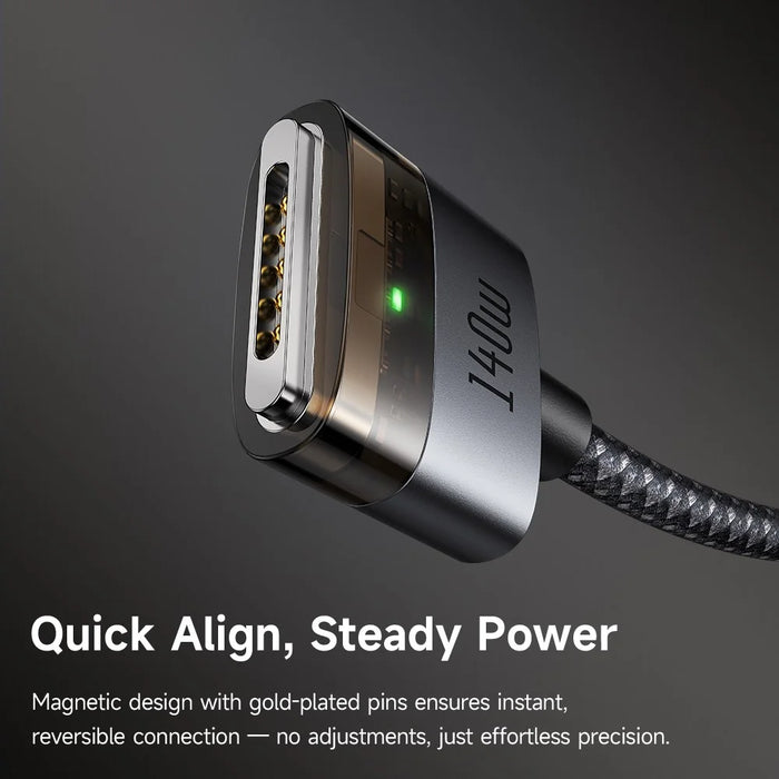 MCDODO CA-207 2m 140W USB C to Compatible with MagSafe 3 Cable with Indicator Light Nylon Braided Charging Cord - Black - 3