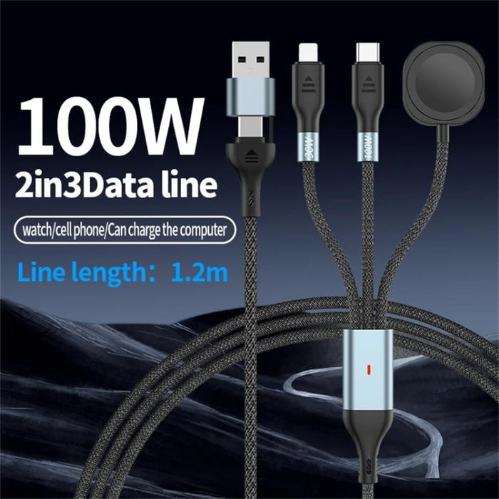 1.2m 2 in 1 USB A  /  Type-C to USB C /  8 Pin  /  for Apple Watch Charger Dock PD 100W Fast Charging Cable - 2