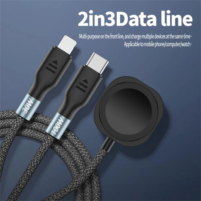 1.2m 2 in 1 USB A  /  USB C to USB-C  /  for Apple Watch Wireless Charging Dock PD 100W Fast Charging Cable - 4