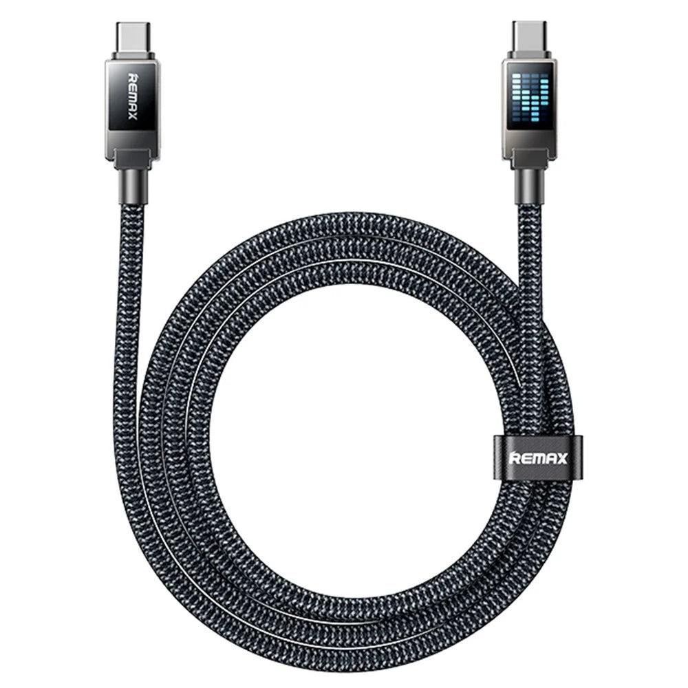 REMAX CB09(C-C) Rhythm 1.2m 240W Zinc Alloy Braided Data Cable Fast Charging Cable with Marquee LED Light - 1