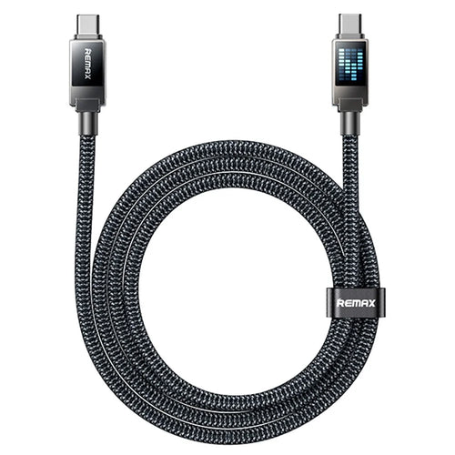 REMAX CB09(C-C) Rhythm 1.2m 240W Zinc Alloy Braided Data Cable Fast Charging Cable with Marquee LED Light - 1