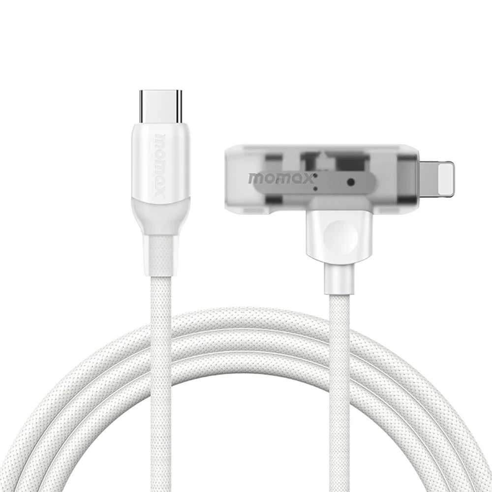 MOMAX 1-Link 1.5m 2 in 1 Fast Charging Braided Cable Mfi Certified USB-C to USB-C / Lightning Cord - White - 1
