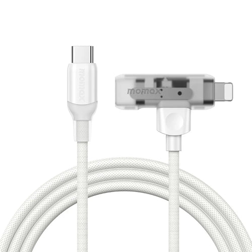 MOMAX 1-Link 1.5m 2 in 1 Fast Charging Braided Cable Mfi Certified USB-C to USB-C / Lightning Cord - White - 1
