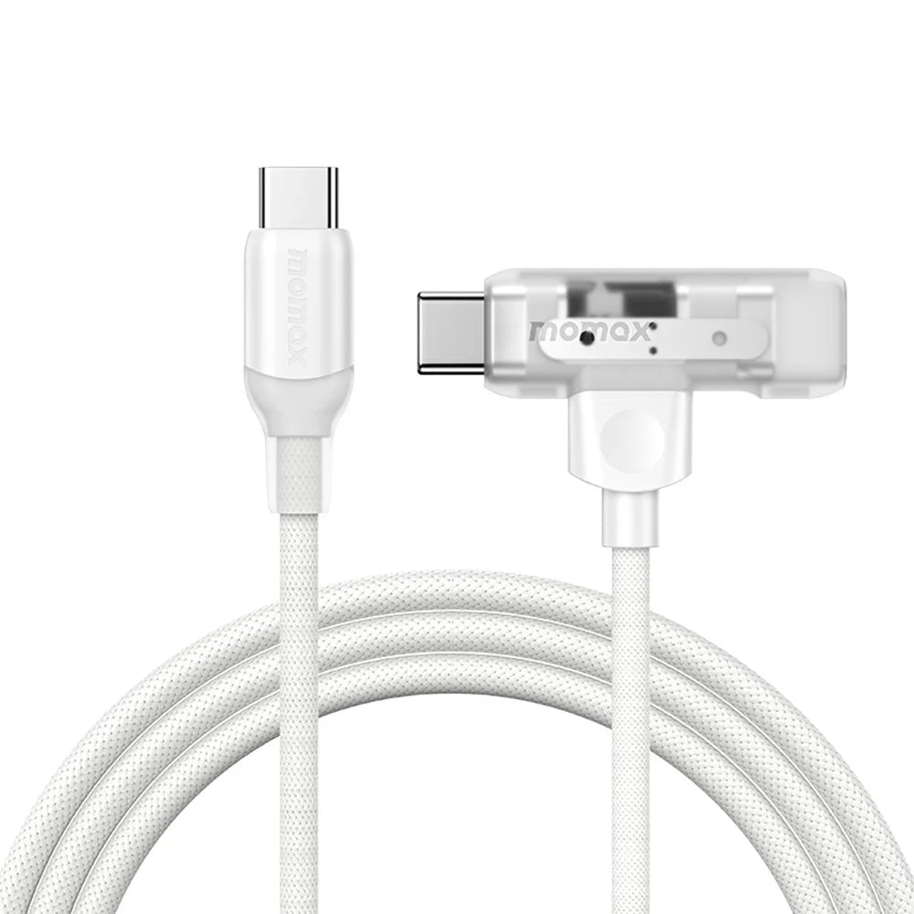 MOMAX 1-Link 1.5m 2 in 1 Fast Charging Braided Cable Mfi Certified USB-C to USB-C / Lightning Cord - White - 2