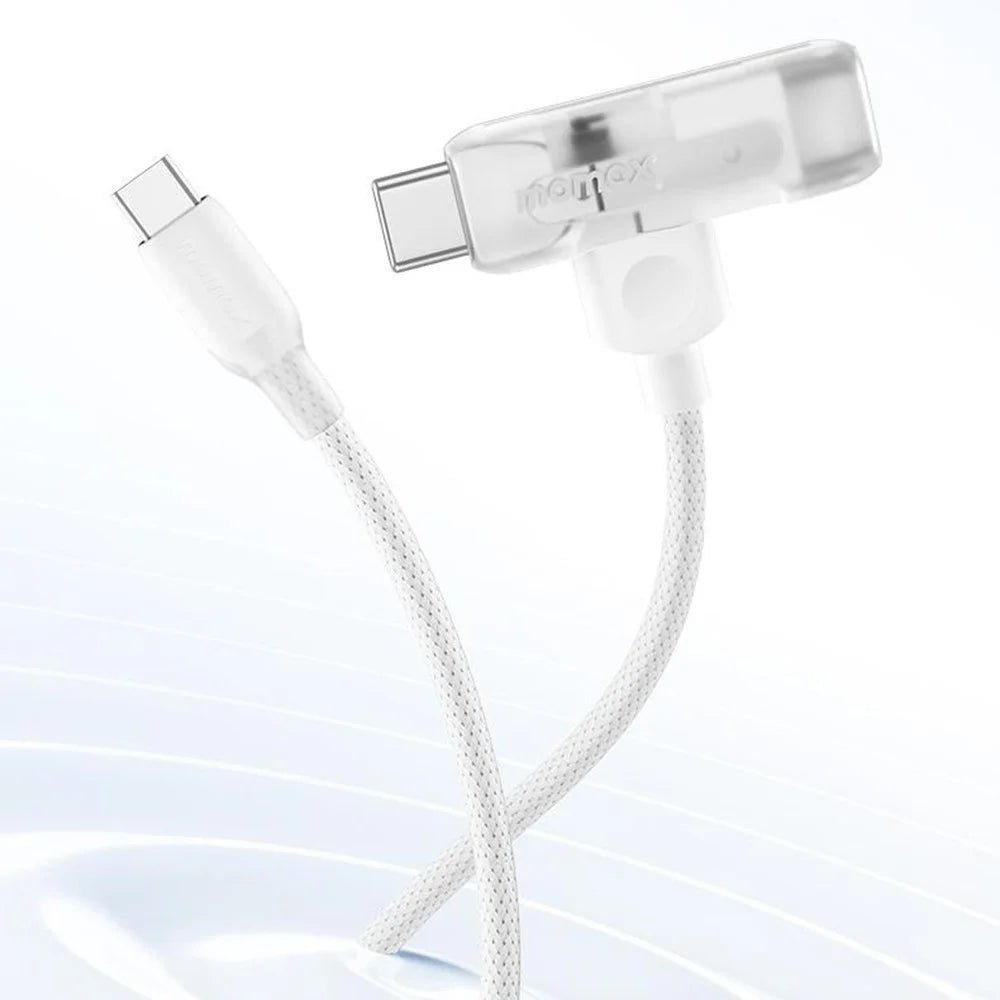 MOMAX 1-Link 1.5m 2 in 1 Fast Charging Braided Cable Mfi Certified USB-C to USB-C / Lightning Cord - White - 6