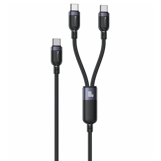 YESIDO CA92 2 in 1 USB C to Dual USB C Splitter Cable PD 100W Fast Charging Braided Wire - 1