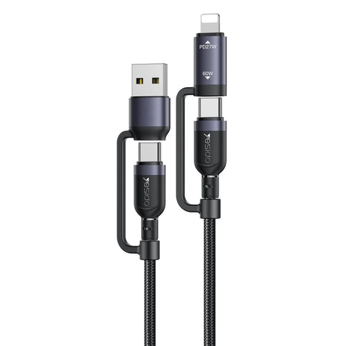 YESIDO CA200 4 in 1 Charging Cable USB / Type-C to Type-C / 8-Pin Braided Data Cord - 1