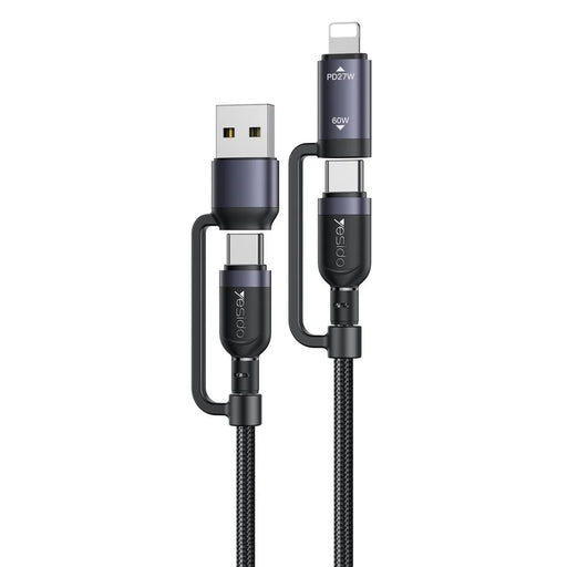 YESIDO CA200 4 in 1 Charging Cable USB / Type-C to Type-C / 8-Pin Braided Data Cord - 1