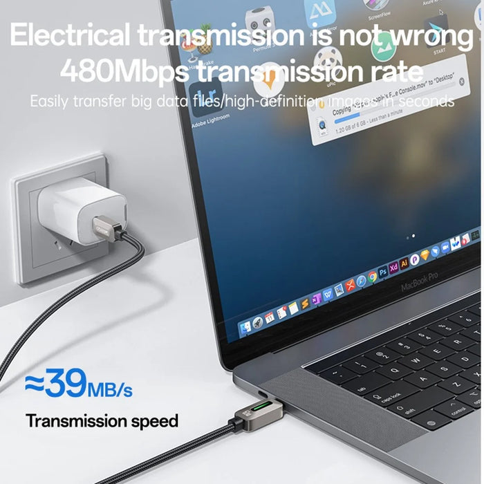 YESIDO CA198 60W 3A USB-C to USB-C Cable Zinc Alloy Flowing Light Braided Data Cable - 4