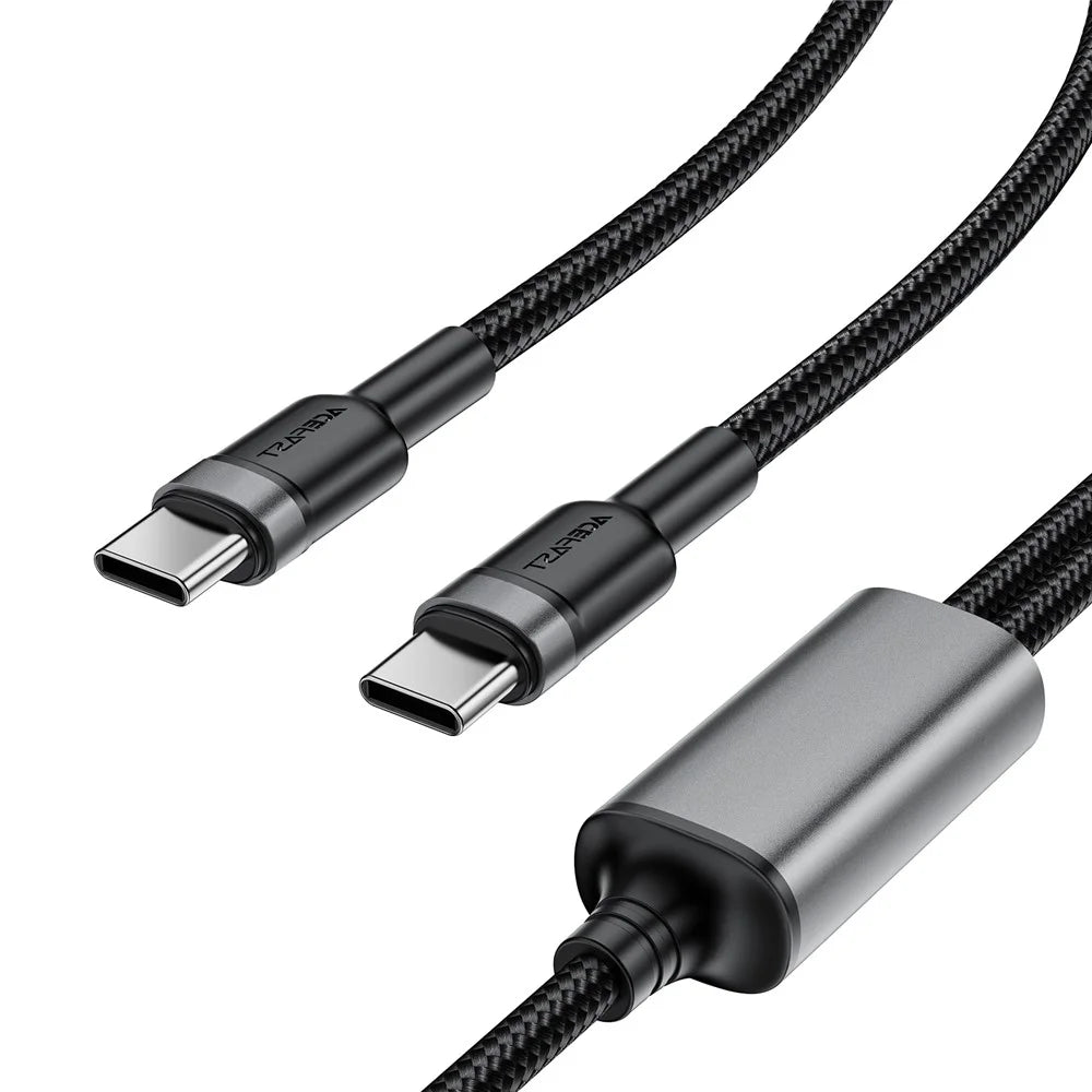 ACEFAST C22-02 USB-C to 2 USB-C Fast Charge Nylon Cord 100W Aluminum Alloy Braided Charging Data Cable - 3