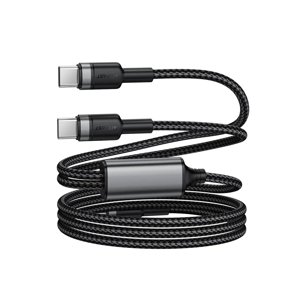 ACEFAST C22-02 USB-C to 2 USB-C Fast Charge Nylon Cord 100W Aluminum Alloy Braided Charging Data Cable - 4