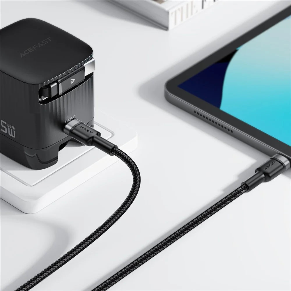 ACEFAST C22-02 USB-C to 2 USB-C Fast Charge Nylon Cord 100W Aluminum Alloy Braided Charging Data Cable - 6