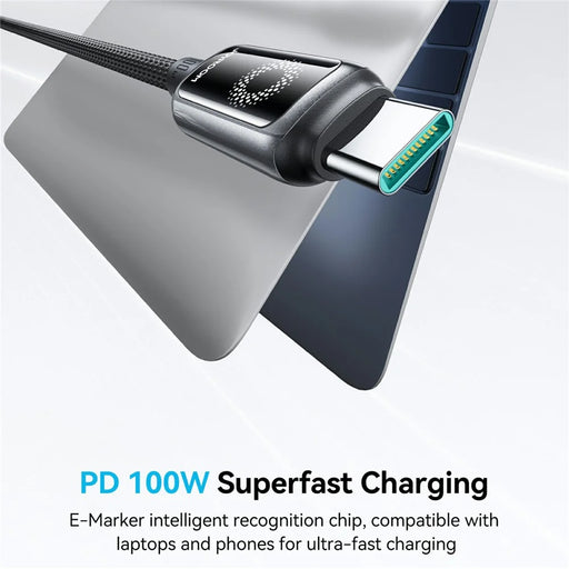 JOYROOM S-A55 1.2m Type-C to Type-C Cable 100W Fast Charging Data Sync Cord - Black - 2
