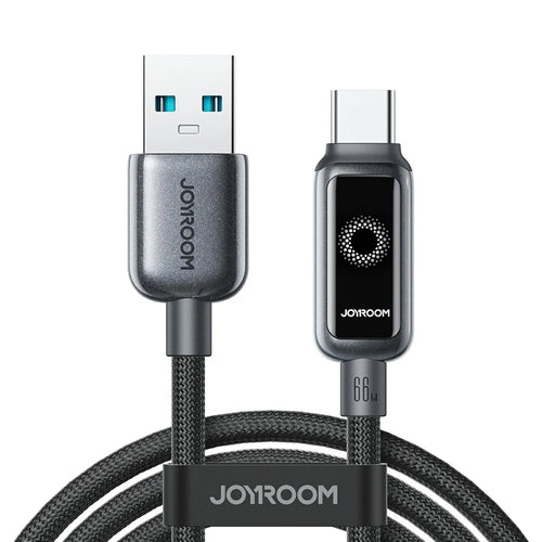 JOYROOM S-A55 1.2m USB-A to Type-C Cable 66W Fast Charging Auto Power Off Data Cord - Black - 1