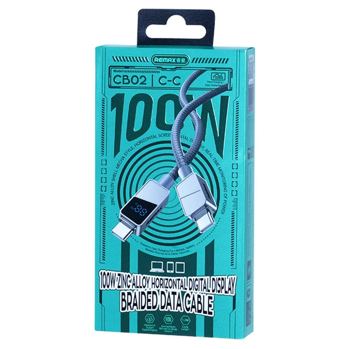 REMAX CB02 For USB-C Devices 100W Zinc Alloy Braided Data Cable With Digital Display 1.2M Fast Charging Cable - 3