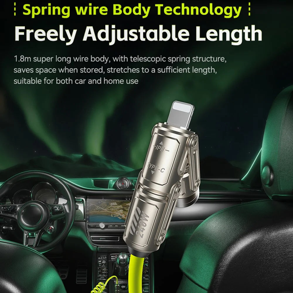 WEKOME WDC-80 Dofon No.1 Car-Specific Safety Data Cable 240W High Power 1.8M Length Multi Function Design - Green - 5