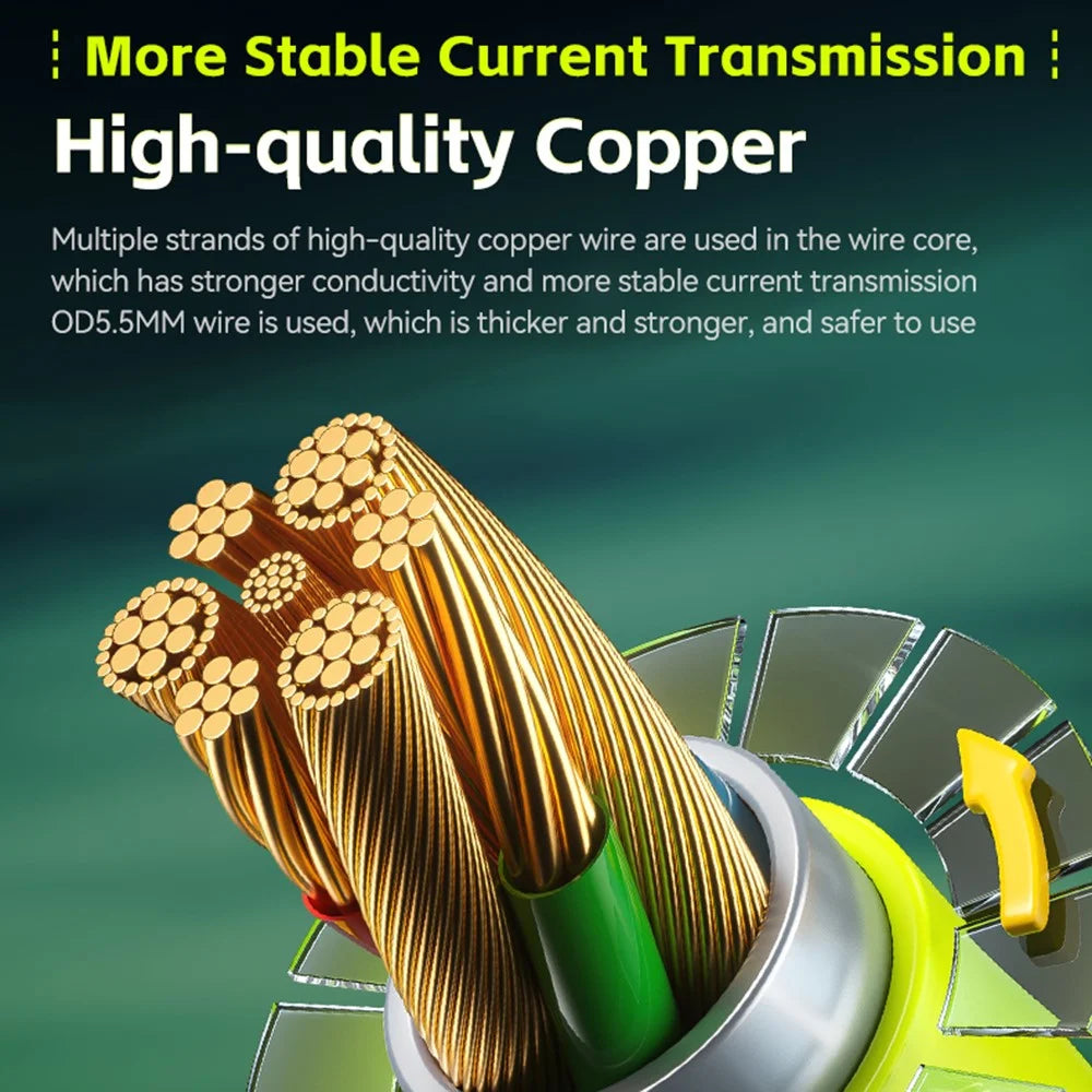 WEKOME WDC-80 Dofon No.1 Car-Specific Safety Data Cable 240W High Power 1.8M Length Multi Function Design - Green - 7