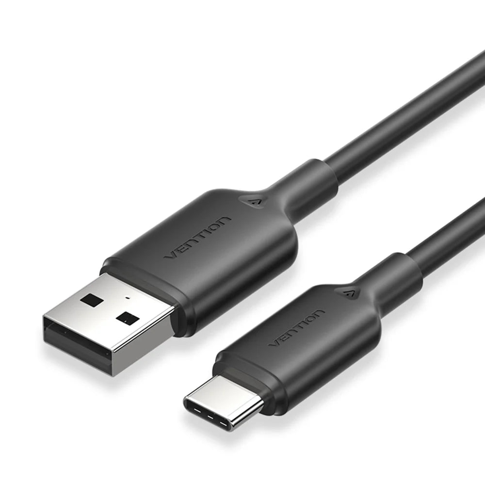 VENTION CTQBH 2m USB 2.0 Type A to Type C Data Cable 3A Fast Charging Wire for Smartphone Tablet, Black - 1