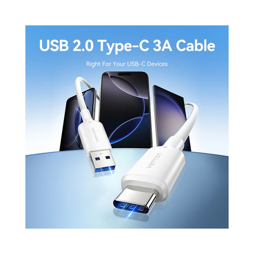 VENTION CTQPF 1m USB 2.0 Type A to Type C Data Cable 3A Fast Charging Wire for Smartphone Tablet, Pink - 2