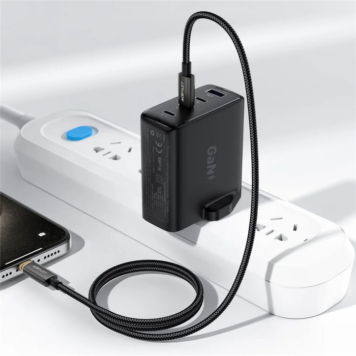 ACEFAST C23-03 1.2m Smart Power Off Charging Cable 3A 60W Fast Charging USB C to USB C Braided Data Cord - 5
