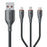 WEKOME WDC-119 Flash Series 1.2m 3 in 1 iP  /  Micro  /  Type C 66W Fast Charging 480Mbps Data Cable - Black - 1