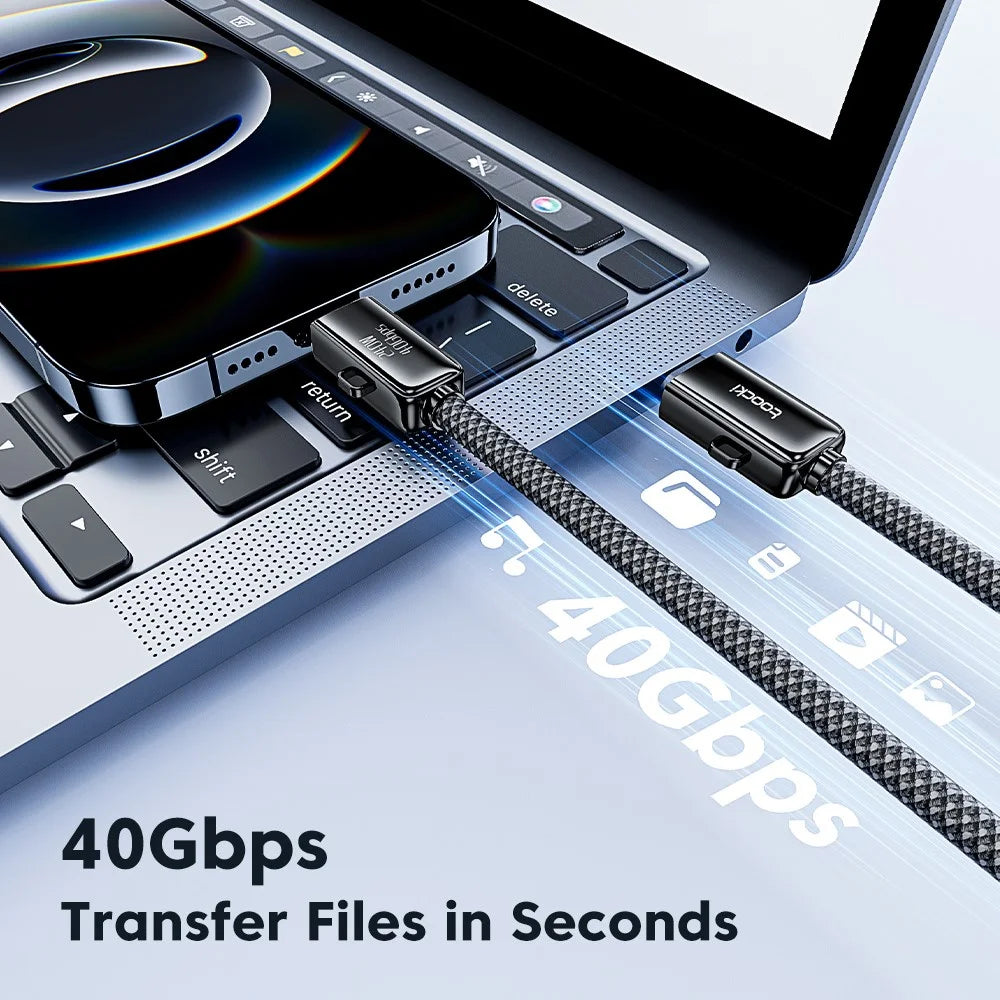 TOOCKI TQ-X95 1.5m USB-A / USB-C to USB-C / iP 240W Fast Charging 40Gbps Data Transfer Nylon Braided Cable - 4