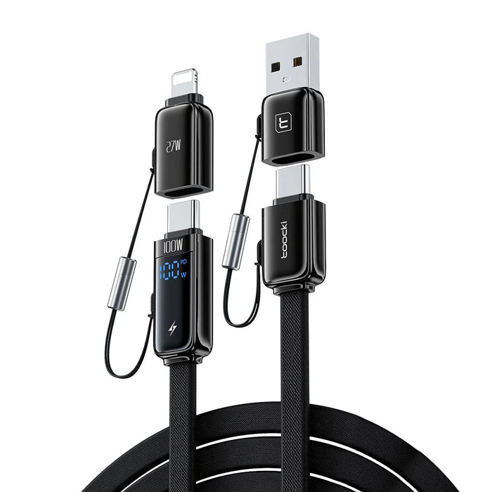 TOOCKI TQ-X96 1.2m USB-A / USB-C to USB-C / iP 100W Fast Charging Digital Display Data Cable - 1