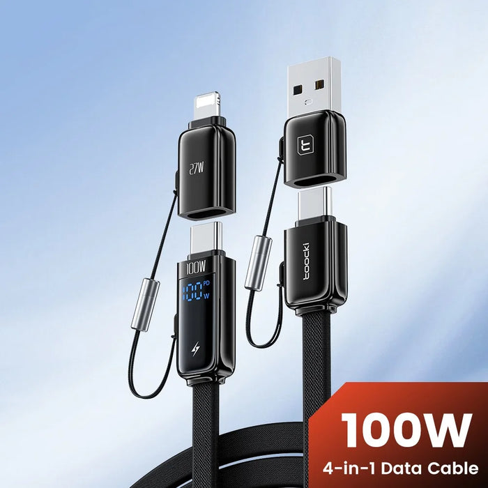 TOOCKI TQ-X96 1.2m USB-A / USB-C to USB-C / iP 100W Fast Charging Digital Display Data Cable - 4