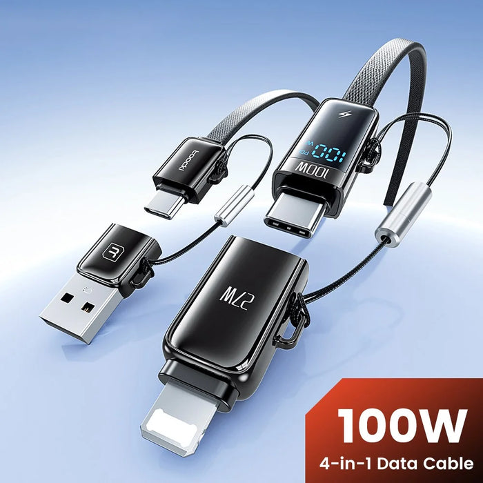 TOOCKI TQ-X96 1.2m USB-A / USB-C to USB-C / iP 100W Fast Charging Digital Display Data Cable - 5