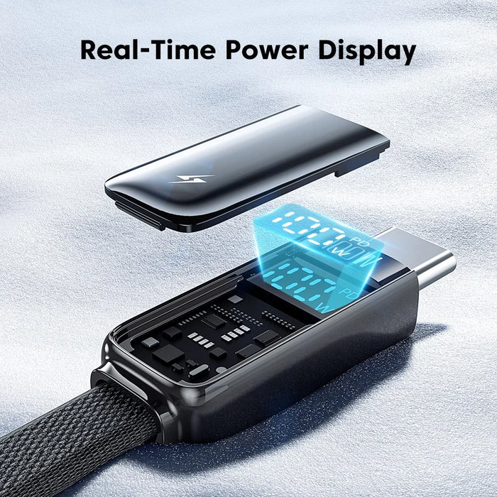 TOOCKI TQ-X96 1.2m USB-A / USB-C to USB-C / iP 100W Fast Charging Digital Display Data Cable - 7