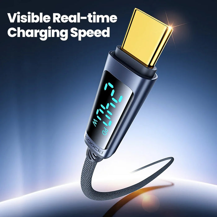 TOOCKI TQ-X57C4 1m USB C to USB C 240W PD Fast Charging Cable Digital Display Braided Data Cord - 5
