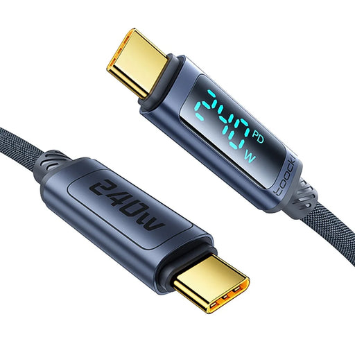 TOOCKI TQ-X57C4 2m USB C to USB C 240W PD Fast Charging Cable Digital Display Braided Data Cord - 1
