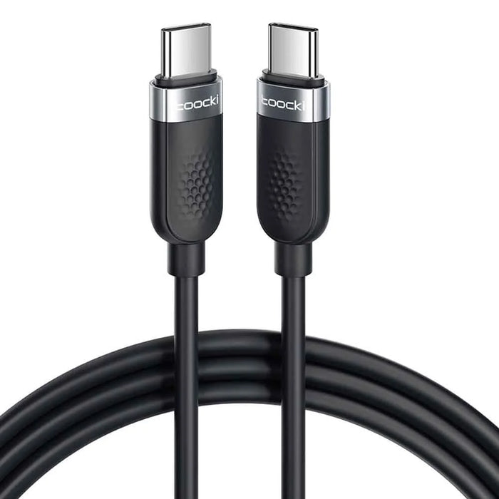 TOOCKI TQ-X90C3 1m 60W PD Fast Charging USB C to USB C Cable 480Mbps Silicone Data Cord - Black - 1