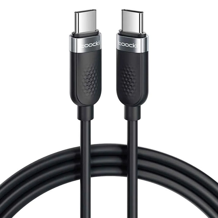 TOOCKI TQ-X90C3 2m 60W PD Fast Charging USB C to USB C Cable 480Mbps Silicone Data Cord - Black - 1