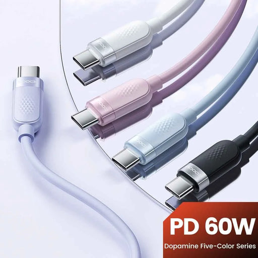 TOOCKI TQ-X90C3 2m 60W PD Fast Charging USB C to USB C Cable 480Mbps Silicone Data Cord - Black - 2