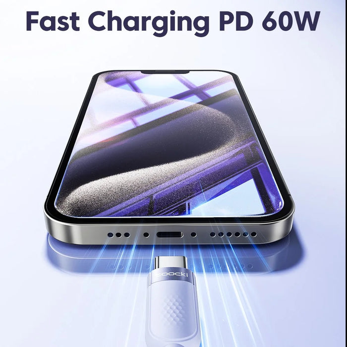 TOOCKI TQ-X90C3 2m 60W PD Fast Charging USB C to USB C Cable 480Mbps Silicone Data Cord - Black - 5