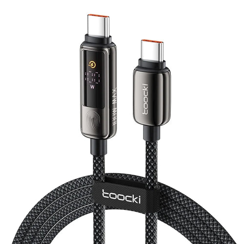 TOOCKI TX107C2 1m 100W Fast Charging USB C to USB C Cable Touch Control LED Display Data Sync Cord - 1