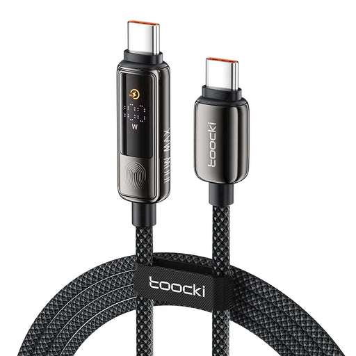 TOOCKI TX107C2 1m 100W Fast Charging USB C to USB C Cable Touch Control LED Display Data Sync Cord - 1