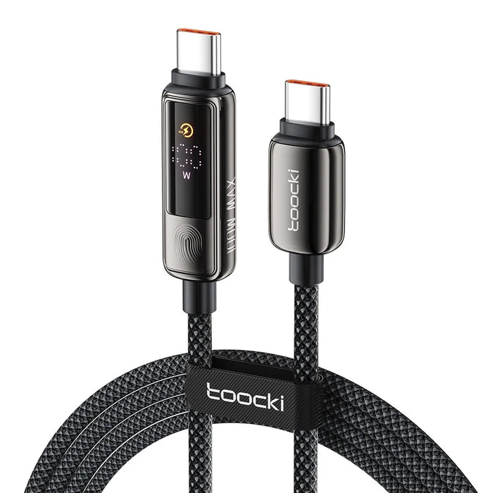 TOOCKI TX107C2 1m 100W Fast Charging USB C to USB C Cable Touch Control LED Display Data Sync Cord - 1