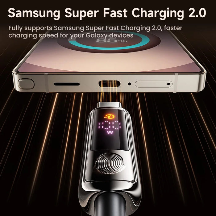 TOOCKI TX107C2 1m 100W Fast Charging USB C to USB C Cable Touch Control LED Display Data Sync Cord - 6