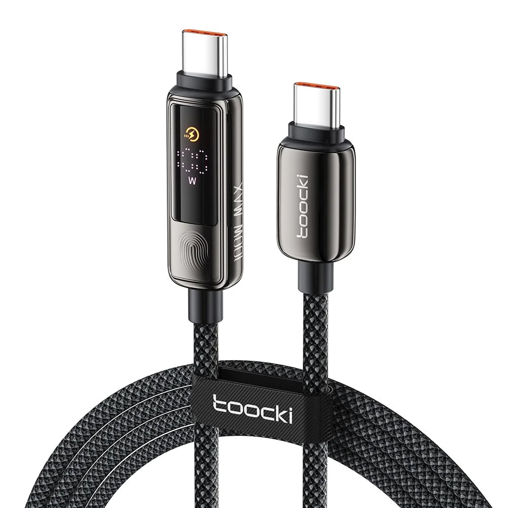 TOOCKI TX107C2 2m 100W Fast Charging USB C to USB C Cable Touch Control LED Display Data Sync Cord - 1